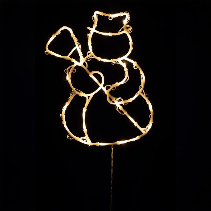 HOME KID507WW LED-es hóember ablakdísz, 35db melegfehér LED, időzítő, adapteres tápellátás, kül- és beléri kivitel