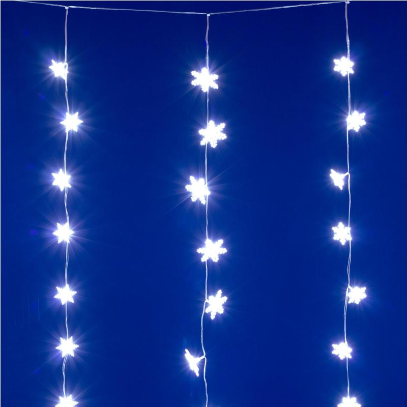 HOME KAF50WH LED-es hópehely fényfüggöny, 1,35 m, 50 db hidegfehér LED, hálózati tápellátás, beltéri kivitel