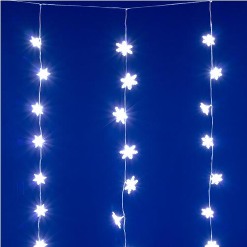 HOME KAF50WH LED-es hópehely fényfüggöny, 1,35 m, 50 db hidegfehér LED, hálózati tápellátás, beltéri kivitel