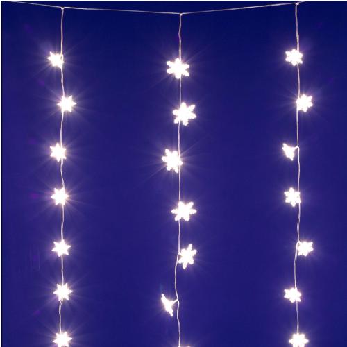 HOME KAF50WW LED-es hópehely fényfüggöny, 1,35 m, 50 db melegfehér LED, hálózati tápellátás, beltéri kivitel