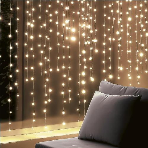 HOME KIN294DWW DOT LED-es fényfüggöny, 294db melegfehér DOT LED, 2m hosszú, állófényű, adapteres tápellátás, kül- és beltéri kivitel