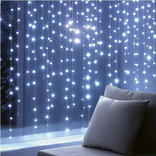 HOME KIN210DWH DOT LED-es fényfüggöny, 210db hidegfehér DOT LED, 1,5m hosszú, állófényű, adapteres tápellátás, beltéri kivitel