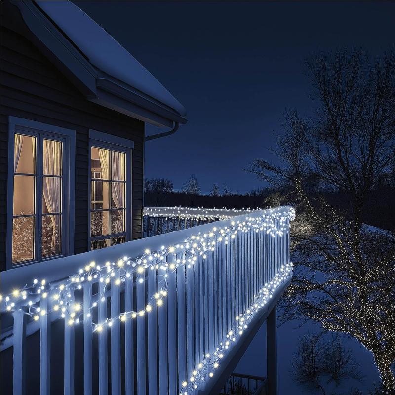 HOME KSIW100WH sorolható fényfüzér, 10 méter , 100db hidegfehér LED, fehér vezeték, kül- és beltéri kivitel