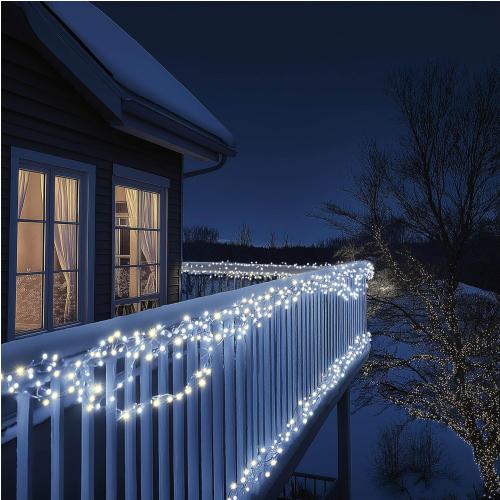 HOME KSIW100WH sorolható fényfüzér, 10 méter , 100db hidegfehér LED, fehér vezeték, kül- és beltéri kivitel