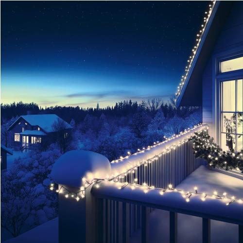 HOME KSIW200WH sorolható fényfüzér, 20 méter , 200db hidegfehér LED, fehér vezeték, kül- és beltéri kivitel