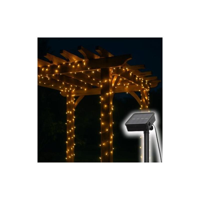 Home SLC200WW szolár fényfüzér, 200db melegfehér LED, 14m hosszúság, zöld vezeték, kültéri kivitel