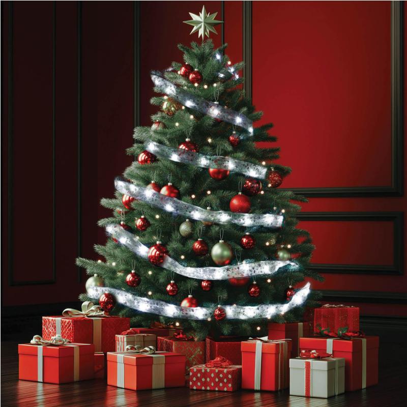 Home RLS15WH LED-es szalag mintákkal, ezüst színű szalag, 8 funkció, 150db hidegfehér LED, 15m hosszú, 5cm széles, adapteres tápellátás, beltéri kivitel