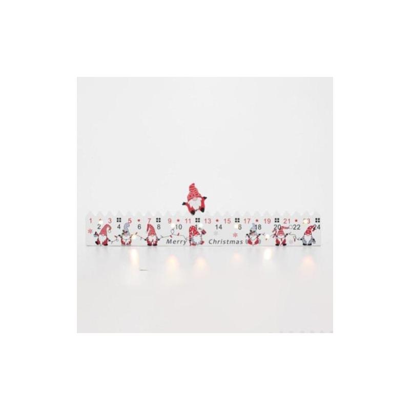 Home KLW25 LED-es adventi naptár, 7db LED világítás, fa alapanyag, elemes tápellátás, beltéri kivitel