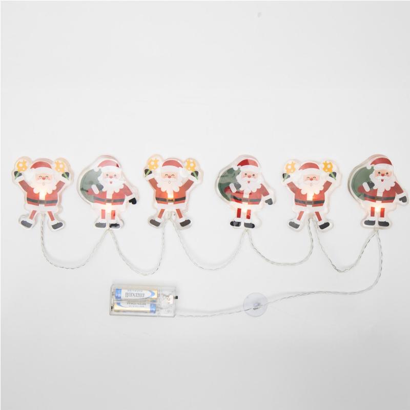 Home MLS6 LED-es mikulás fényfüzér, szilikon, 6db melegfehér LED, elemes tápellátás, beltéri kivitel