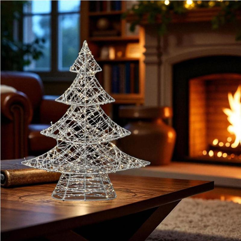 Home KAD45 fém fenyő dekoráció, 160db melegfehér micro LED, 5 m tápvezeték, adapteres tápellátás, beltéri kivitel