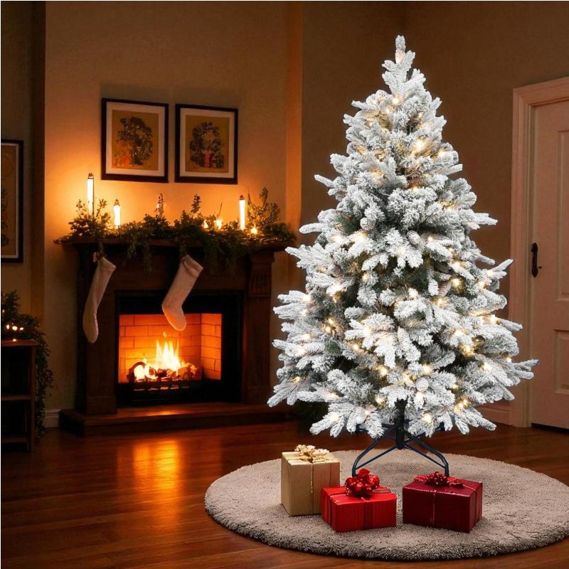 Home KMF8LED180 havas műfenyő LED-ekkel, 250db melegfehér LED, 8 program, 180cm magas, 116cm átmérő, 3D és 2D tűlevelek, hálózati tápellátás, beltéri kivitel