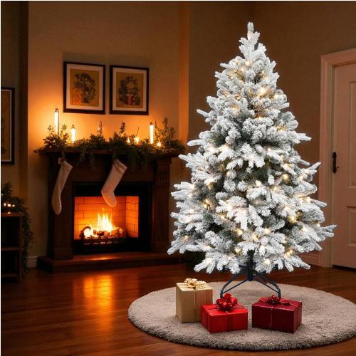 KMF8LED240 havas műfenyő LED-ekkel, 460db melegfehér LED, 8 program, 240cm magas, 144cm átmérő, 3D és 2D tűlevelek, hálózati tápellátás, beltéri kivitel