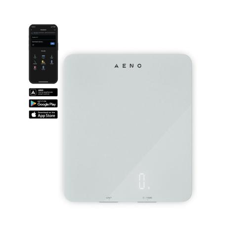 AENO AKS0001S KS1S intelligens konyhai mérleg, max. 8 kg kapacitás, LED kijelző, Bluetooth csatlakozás, edzett üvegfelület