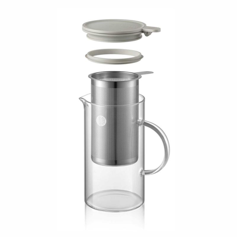 BUYDEEM CD2002/A1 teáskanna, 800 ml, boroszilikát üveg és acél, akár 150°C-ig hőálló