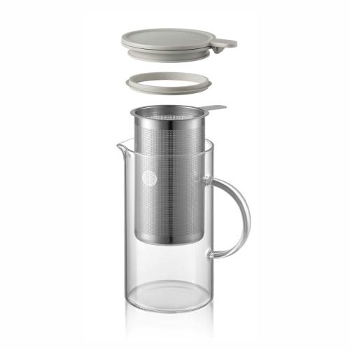 BUYDEEM CD2002/A1 teáskanna, 800 ml, boroszilikát üveg és acél, akár 150°C-ig hőálló