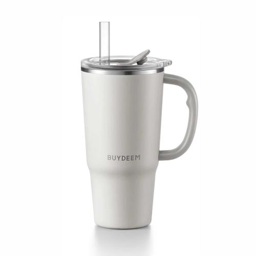 BUYDEEM DS57-OW pohár termosz szívószállal, 700 ml, dupla falú, 12 mm-es szívószál