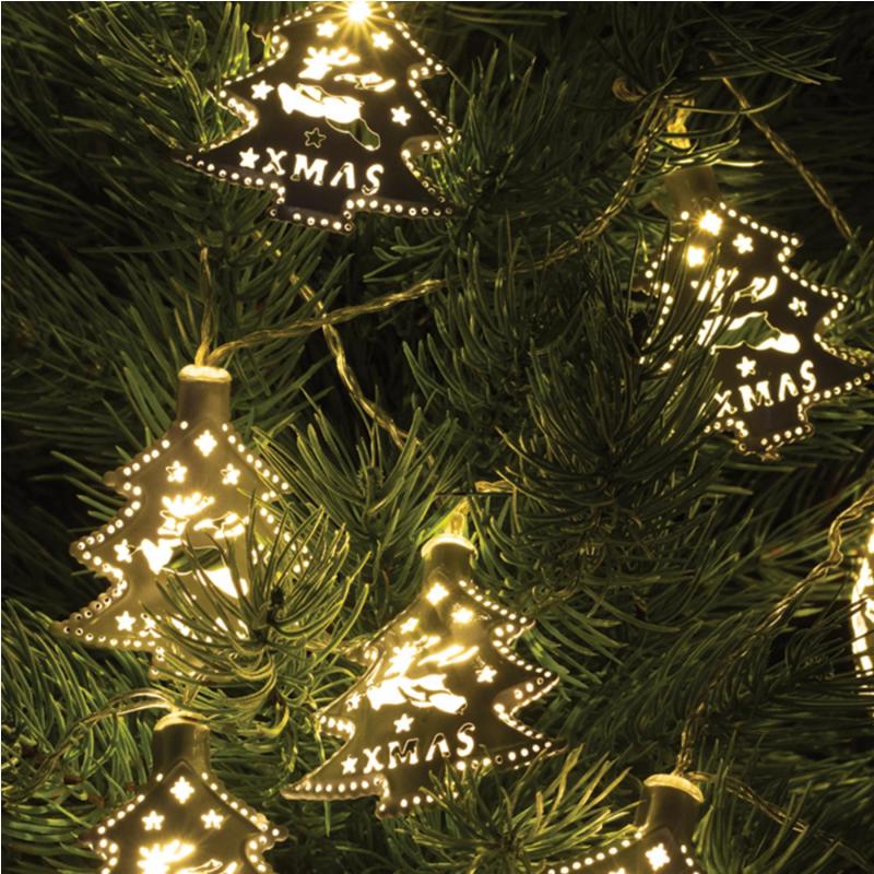 LED-es fenyő fényfüzér, fém