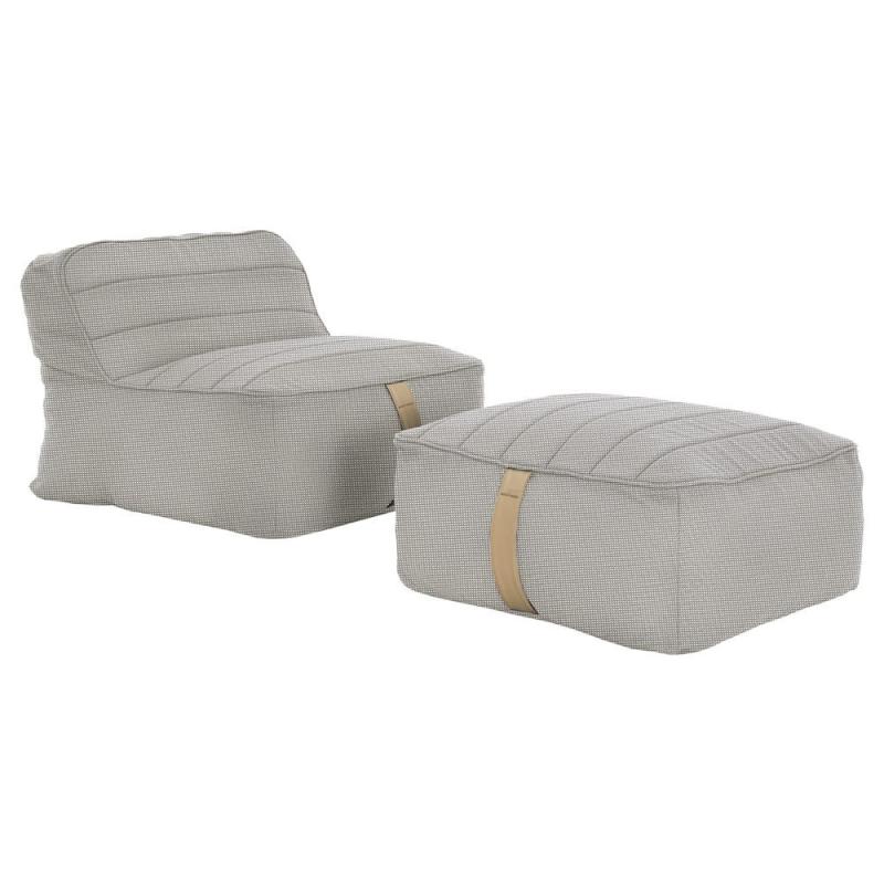 Sponge kerti szivacsfotel puffal, szürkés kék