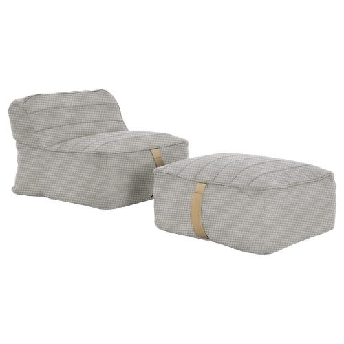 Sponge kerti szivacsfotel puffal, szürkés kék