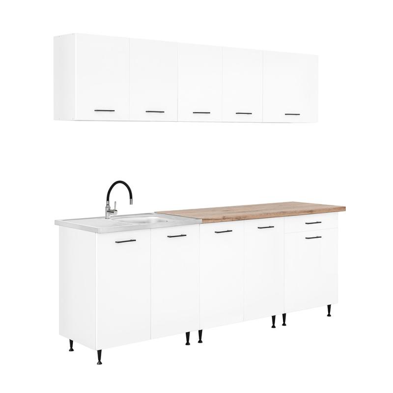 Primo 220 konyhabútor fehér, rauna szil munkalappal