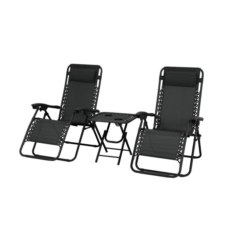 Delux 2x nyugágy és asztal szett fekete