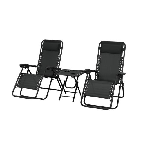 Delux 2x nyugágy és asztal szett fekete