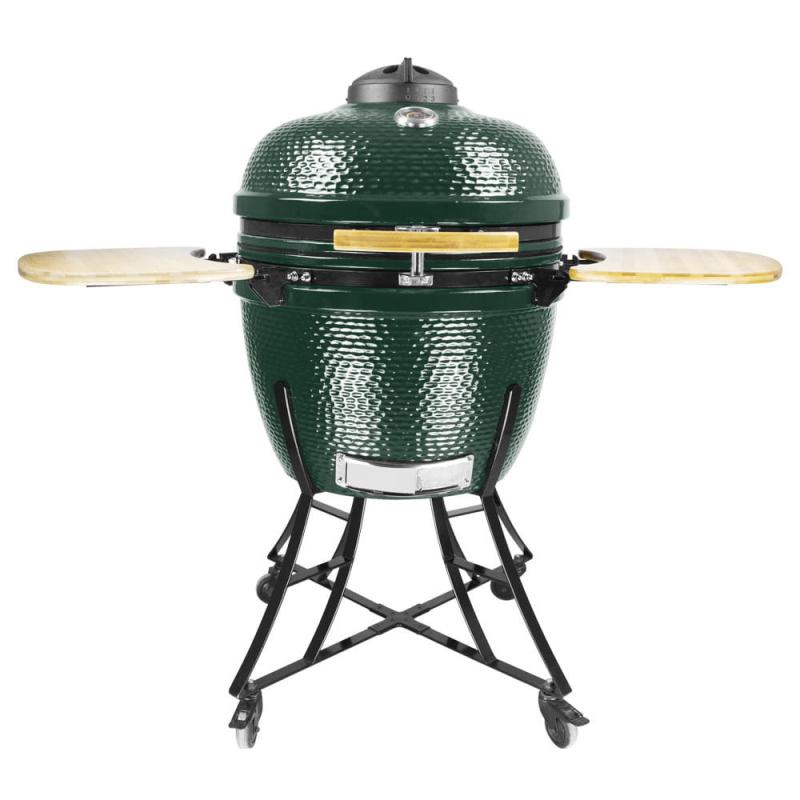 Kerámia faszéngrill oldalpolcokkal, 52 cm ráccsal