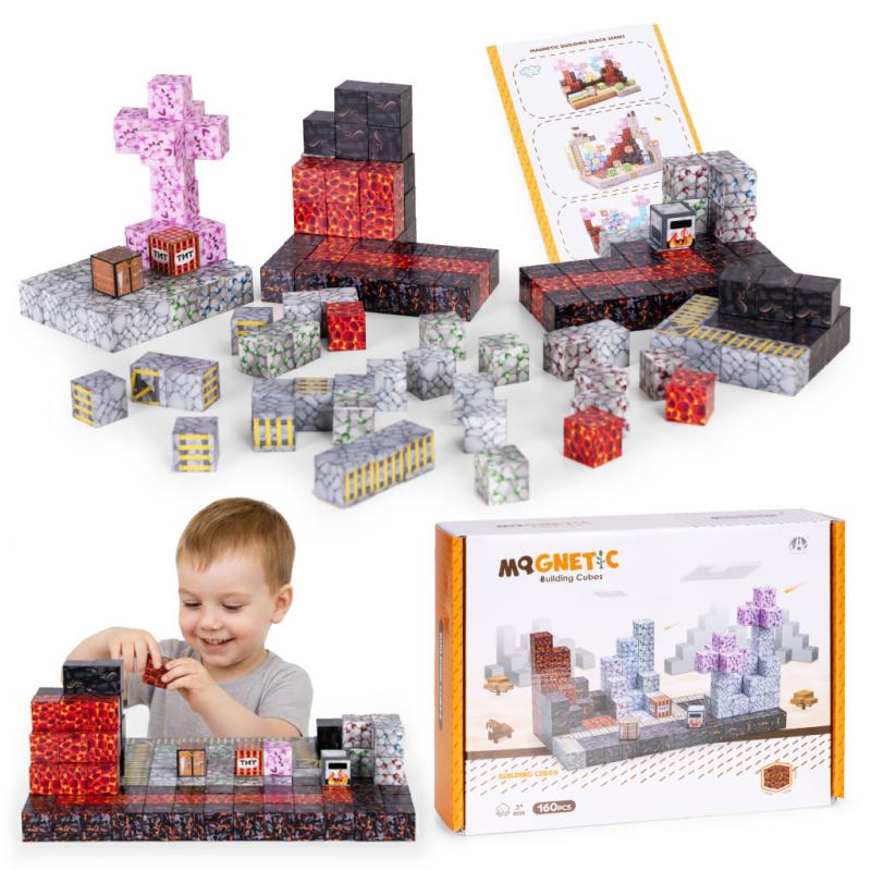Lávavilág mágneses építőkocka szett 160 db