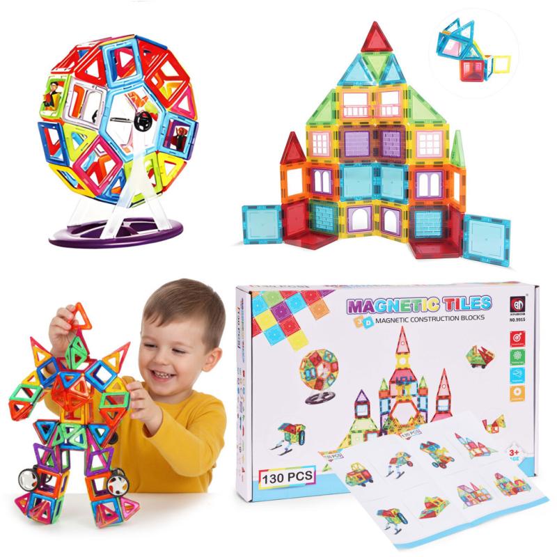 Mágneses építőjáték szett 130 db robot, tűzoltó, repülő stb.
