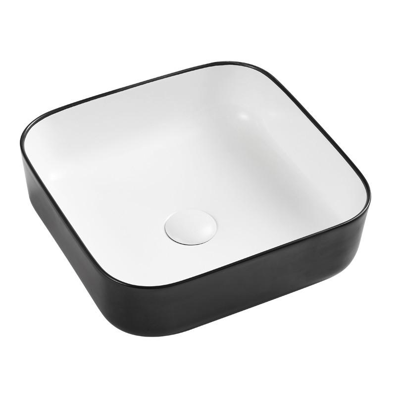 Azalea matt fekete-fehér pultra építhető porcelán mosdó