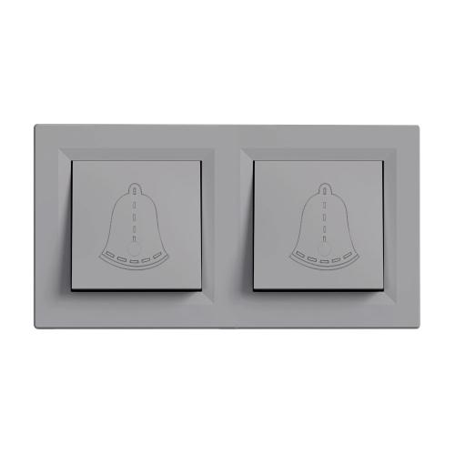 Nova kettős csengő kapcsoló 101N szürke szálcsiszolt kerettel