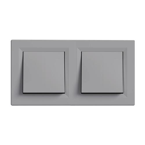 Nova kettős kereszt kapcsoló 107 szürke szálcsiszolt dupla kerettel