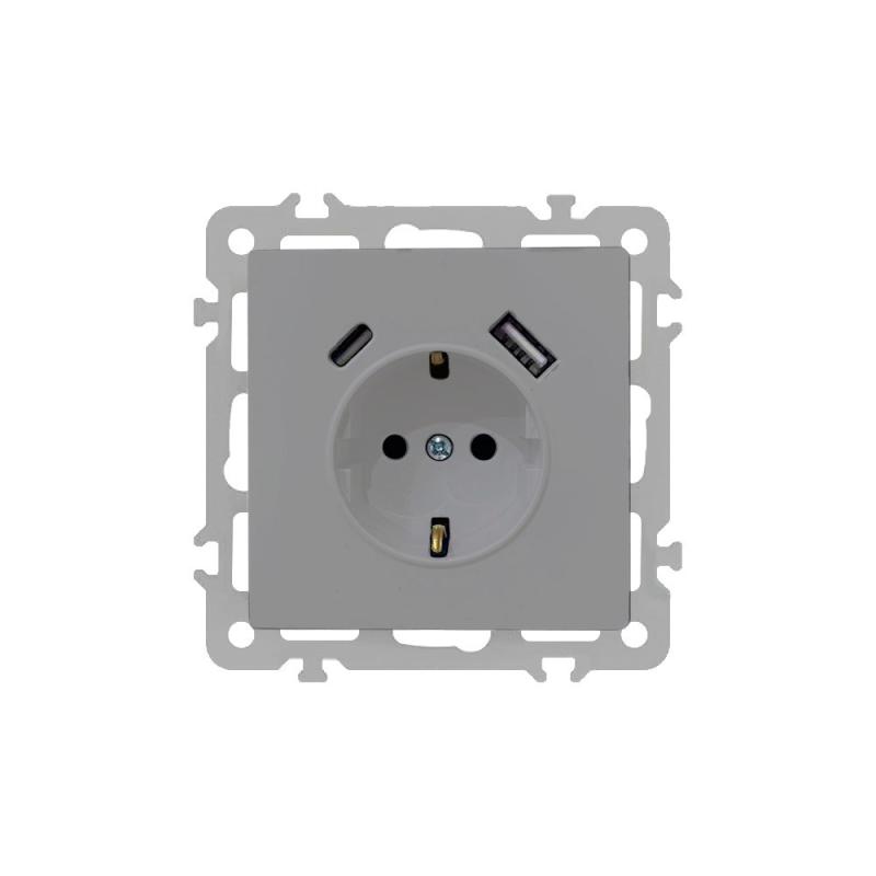 Nova csatlakozóaljzat USB csatlakozóval szürke