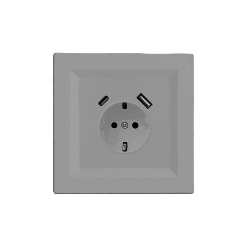 Nova csatlakozóaljzat USB csatlakozóval szürke szálcsiszolt kerettel