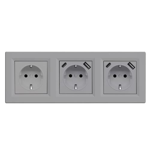 Nova III dugalj kettő USB csatlakozóval szürke szálcsiszolt kerettel