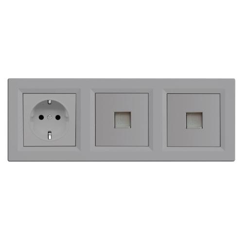 Nova III dugalj kettő UTP csatlakozóval szürke szálcsiszolt kerettel