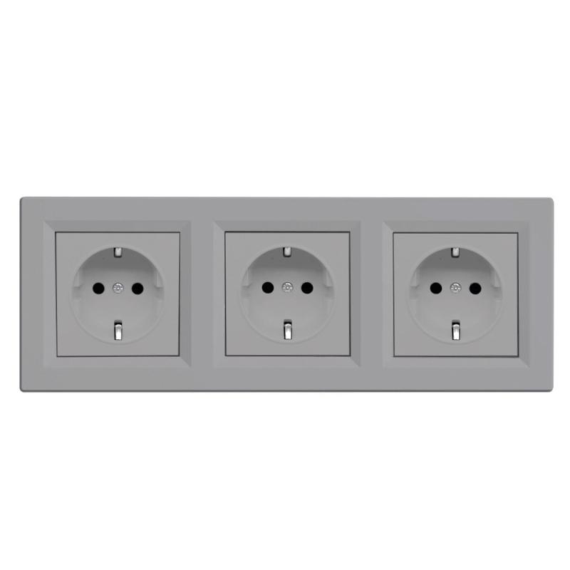 Nova III földelt dugalj  szürke kerettel