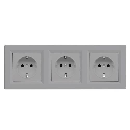 Nova III földelt dugalj  szürke szálcsiszolt kerettel