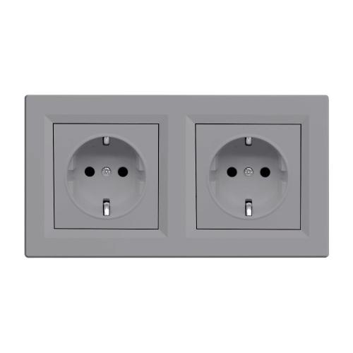 Nova kettős dugalj szürke szálcsiszolt kerettel