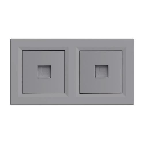 Nova kettős UTP aljzat RJA-45 szürke szálcsiszolt kerettel