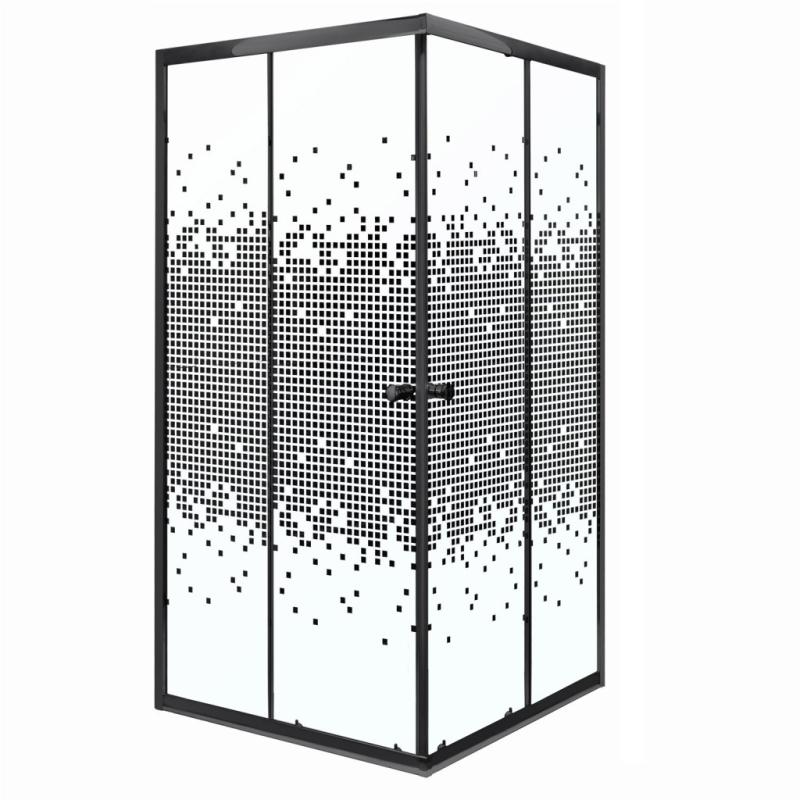 Pixel SQ 90 fekete szögletes zuhanykabin Victor plus tálcával