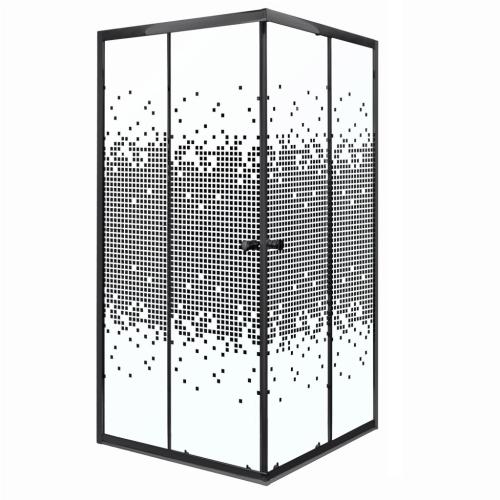 Pixel SQ 90 fekete szögletes zuhanykabin Victor plus tálcával