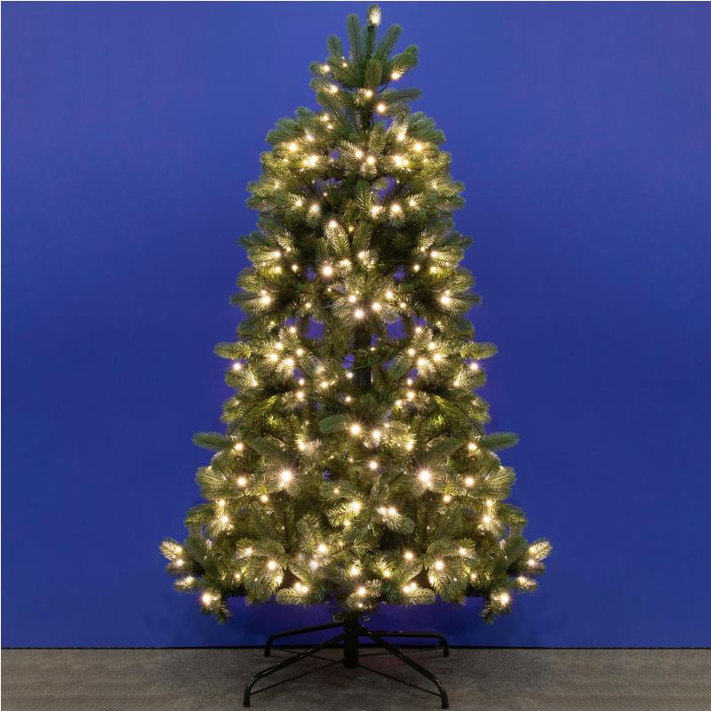 Home KMF 6/180 műfenyő beépített világítással, 350 db LED, 180 cm magasság, 106 cm átmérő, talpkapcsoló, 4 funkció