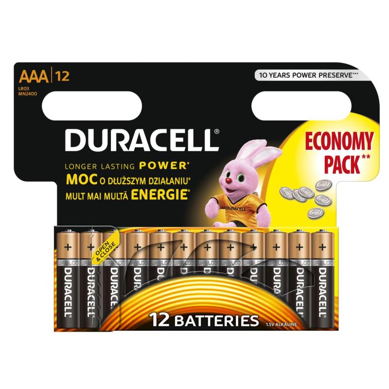 Duracell LR03 10PP100006 AAA alkáli elem, 1,5 V feszültség, 12db/bliszter