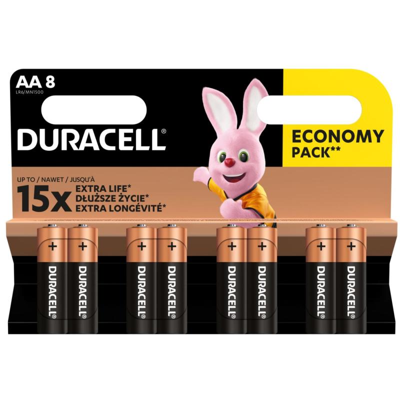 Duracell LR6 10PP110025 AA alkáli elem, 1,5 V feszültség, 8db/bliszter