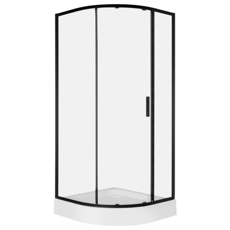 Solid RPS 90 fekete íves egyajtós zuhanykabin zuhanytálcával