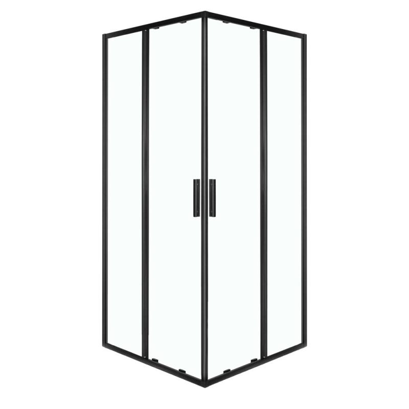 Solid SQ 90 fekete szögletes zuhanykabin zuhanytálcával