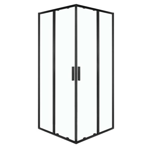 Solid SQ 90 fekete szögletes zuhanykabin zuhanytálcával