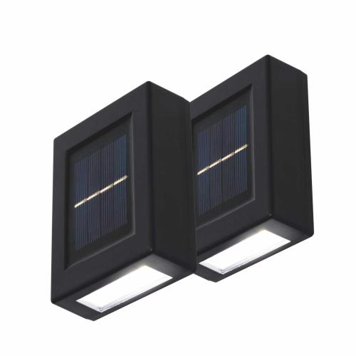 HOME MX658 napelemes falilámpa szett, 2db-os szett, 2db hidegfehér LED, cserélhető AA akkumulátor, fekete