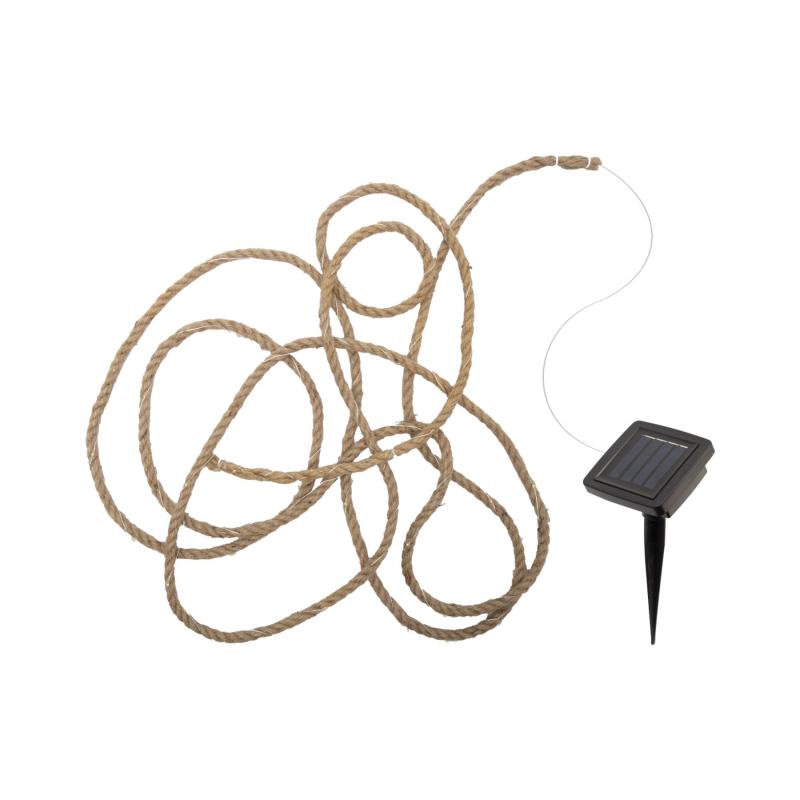 HOME MXROPE napelemes fényfüzér kötélen, 52 db melegfehér LED, 2 üzemmód, 5 méter hosszú, cserélhető akkumulátor